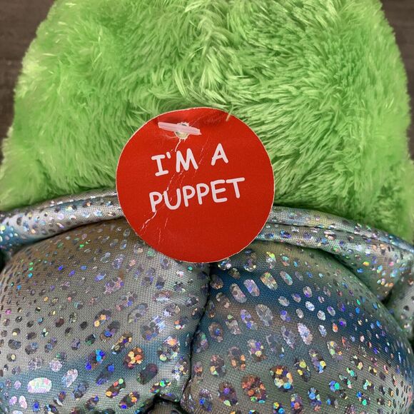 Aurora The Turtle Hand Puppet Green Plush Stuffed Animal Full Body 10" Blue Eyes - Picture 5 of 16